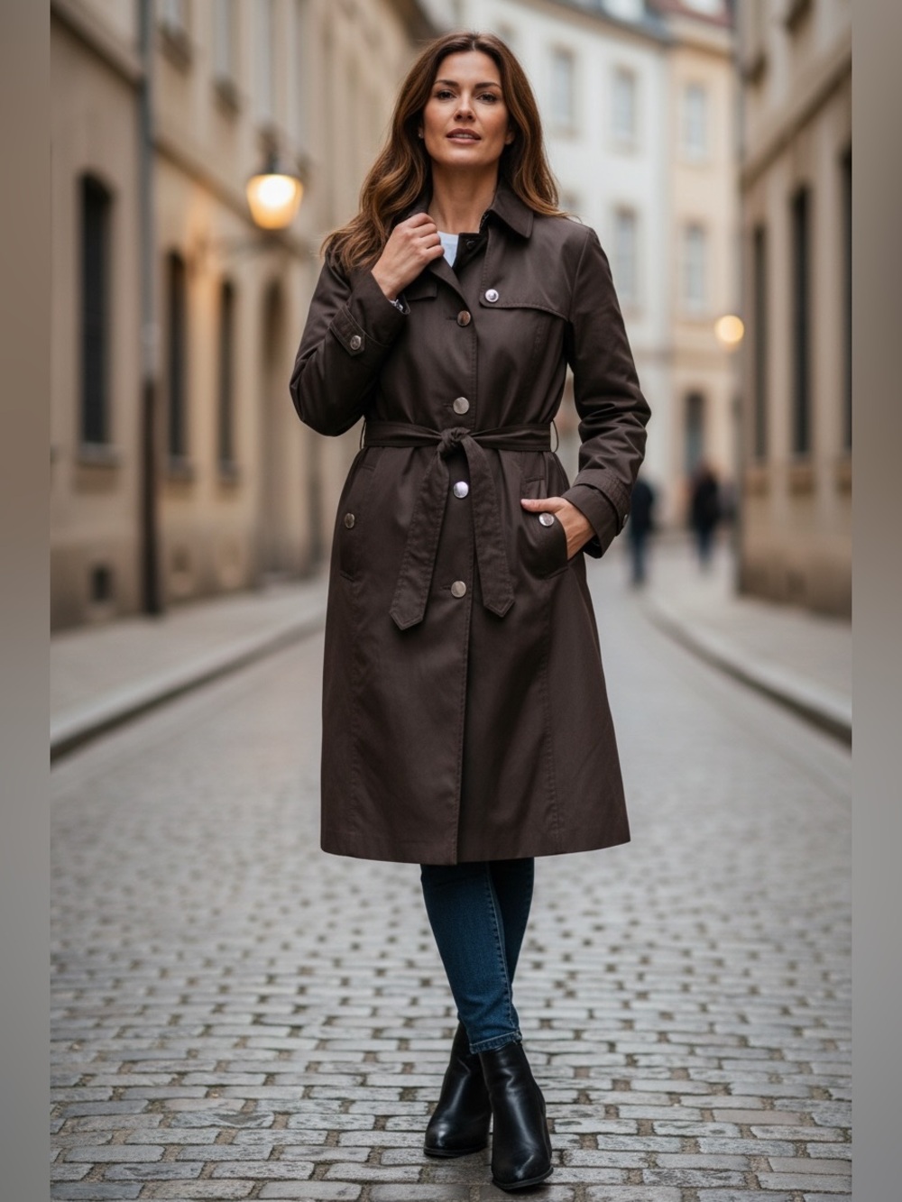 London Fog Black hooded Trench Coat with belt